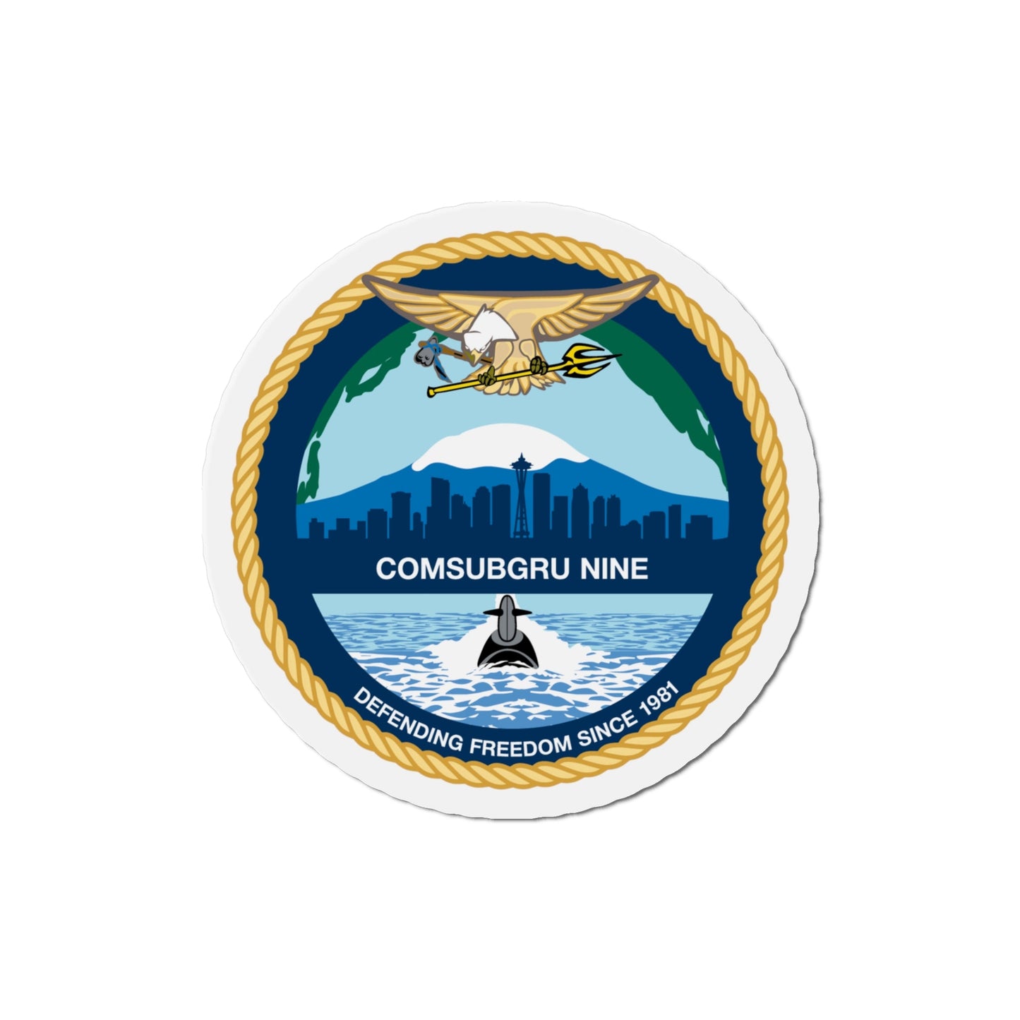 COMSUBGRU 9 Commander Submarine Group 9 (U.S. Navy) Die-Cut Magnet-4" x 4"-The Sticker Space