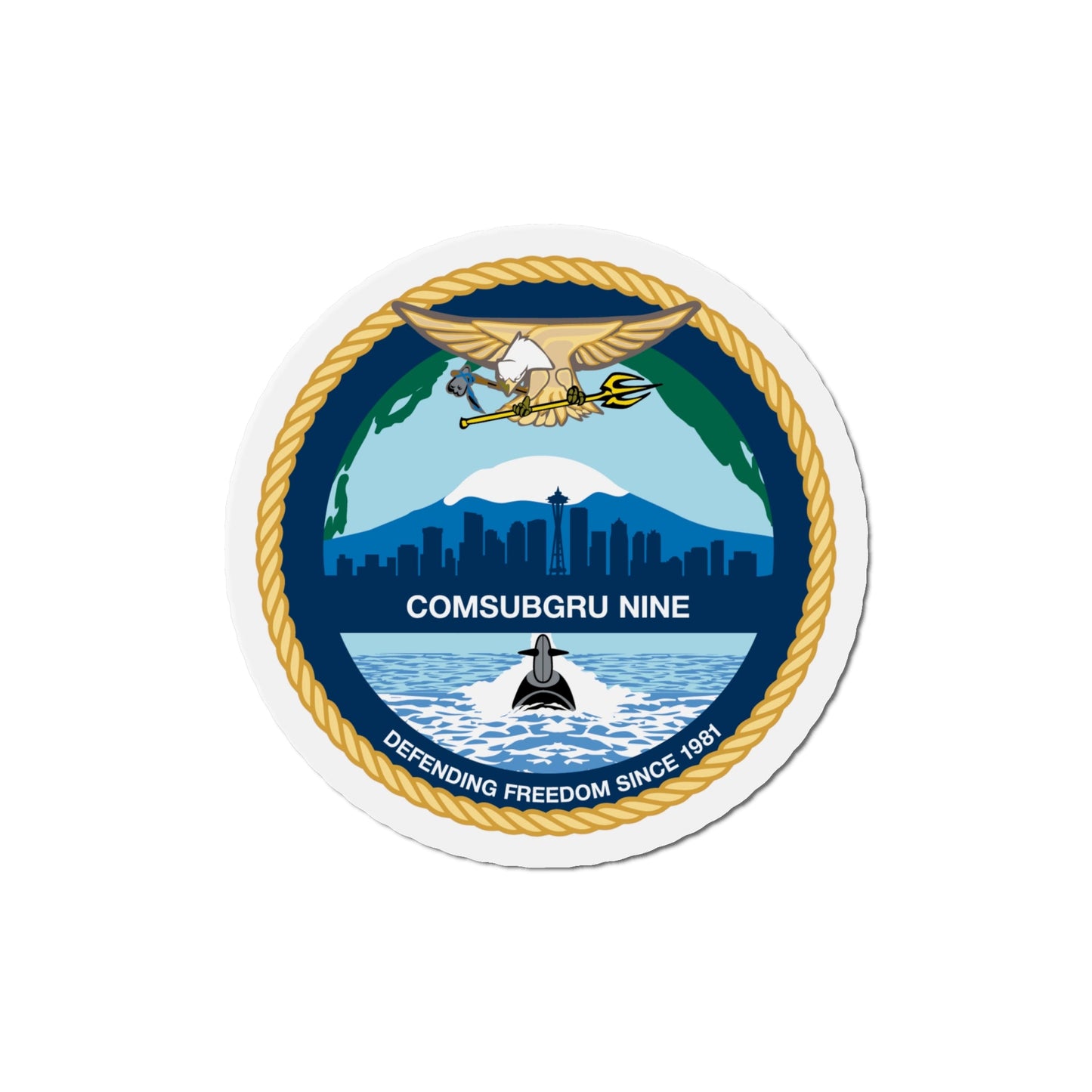 COMSUBGRU 9 Commander Submarine Group 9 (U.S. Navy) Die-Cut Magnet-6 × 6"-The Sticker Space