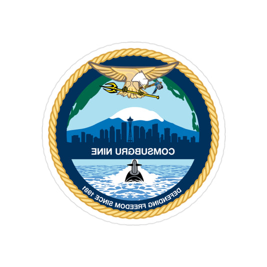 COMSUBGRU 9 Commander Submarine Group 9 (U.S. Navy) REVERSE PRINT Transparent STICKER-2" × 2"-The Sticker Space