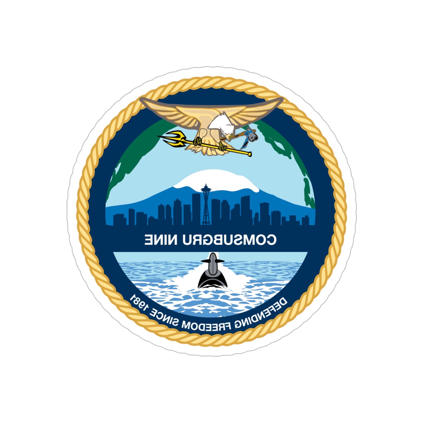 COMSUBGRU 9 Commander Submarine Group 9 (U.S. Navy) REVERSE PRINT Transparent STICKER-6" × 6"-The Sticker Space