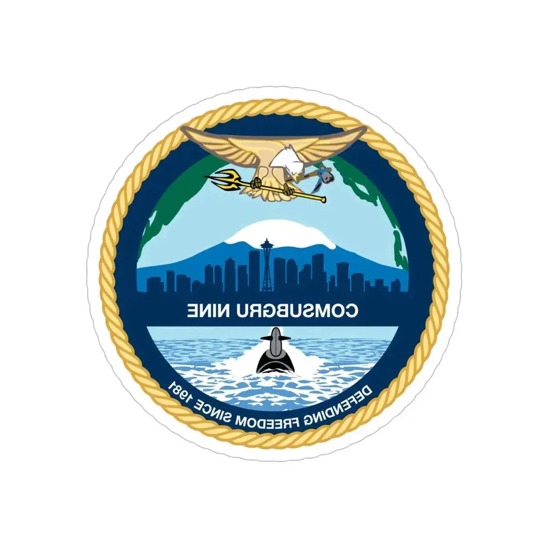 COMSUBGRU 9 Commander Submarine Group 9 (U.S. Navy) REVERSE PRINT Transparent Die-Cut STICKER 6 Inch Die-Cut Transparent - The Sticker Space