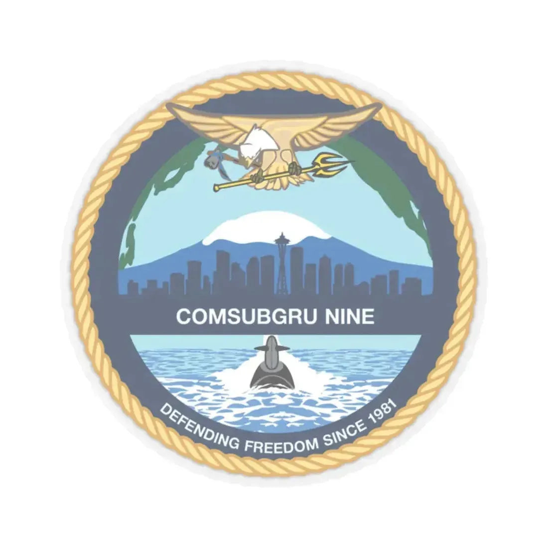 COMSUBGRU 9 Commander Submarine Group 9 (U.S. Navy) STICKER Vinyl Kiss-Cut Decal 2 Inch Transparent - The Sticker Space