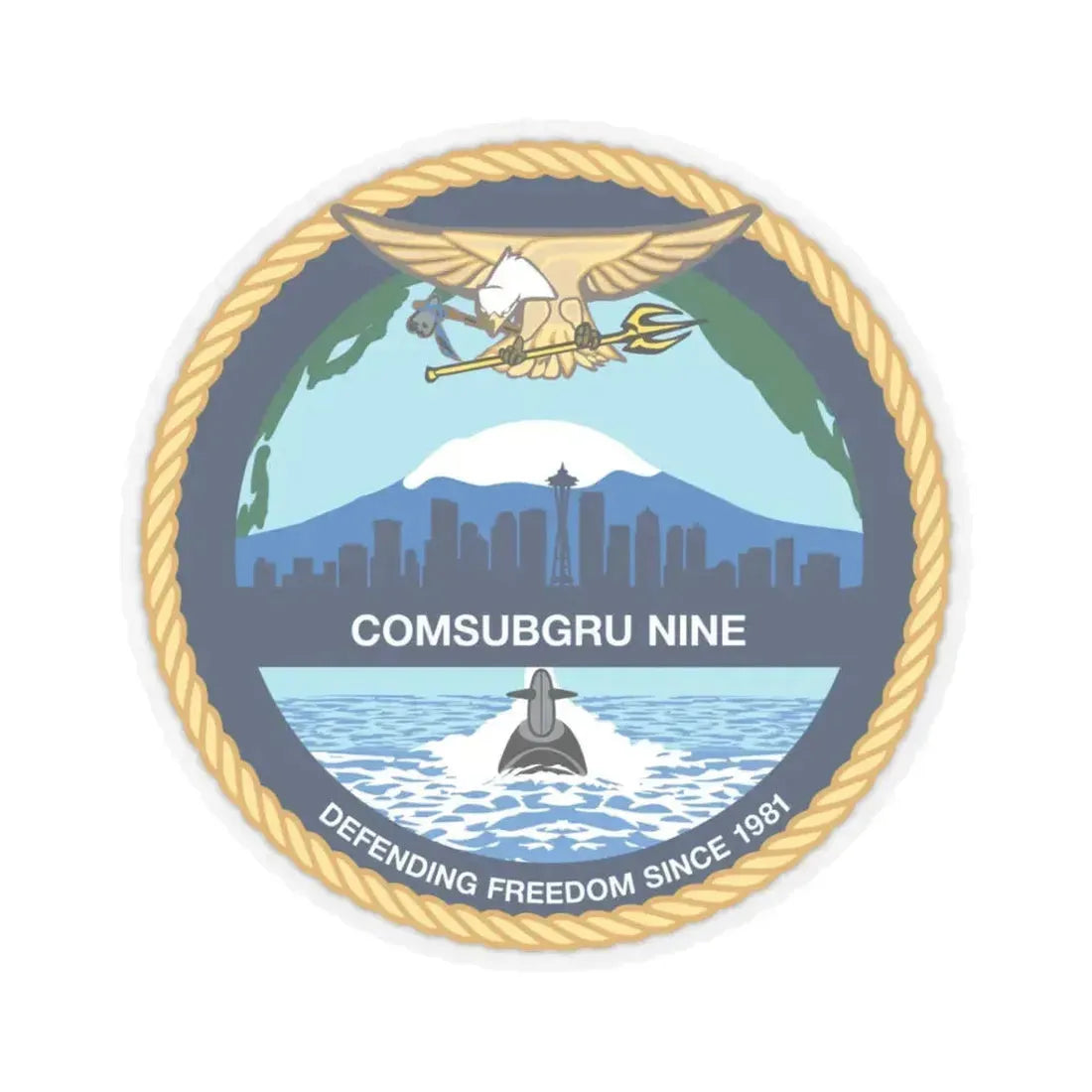 COMSUBGRU 9 Commander Submarine Group 9 (U.S. Navy) STICKER Vinyl Kiss-Cut Decal 3 Inch Transparent - The Sticker Space