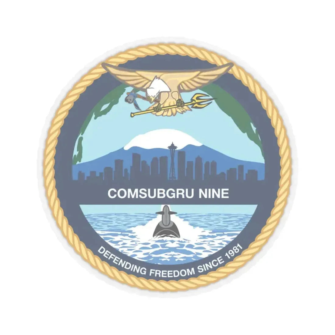 COMSUBGRU 9 Commander Submarine Group 9 (U.S. Navy) STICKER Vinyl Kiss-Cut Decal 4 Inch Transparent - The Sticker Space
