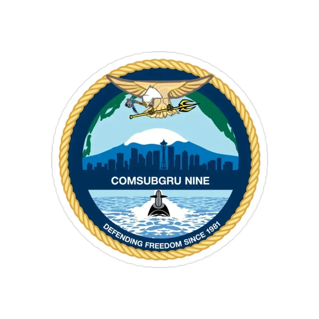 COMSUBGRU 9 Commander Submarine Group 9 (U.S. Navy) Transparent STICKER Die-Cut Vinyl Decal 2 Inch Transparent - The Sticker Space