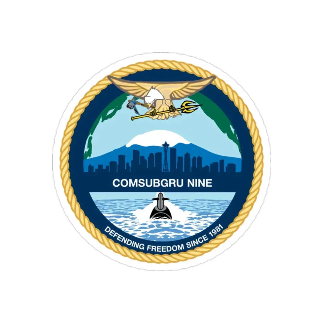 COMSUBGRU 9 Commander Submarine Group 9 (U.S. Navy) Transparent STICKER Die-Cut Vinyl Decal 2 Inch Transparent - The Sticker Space