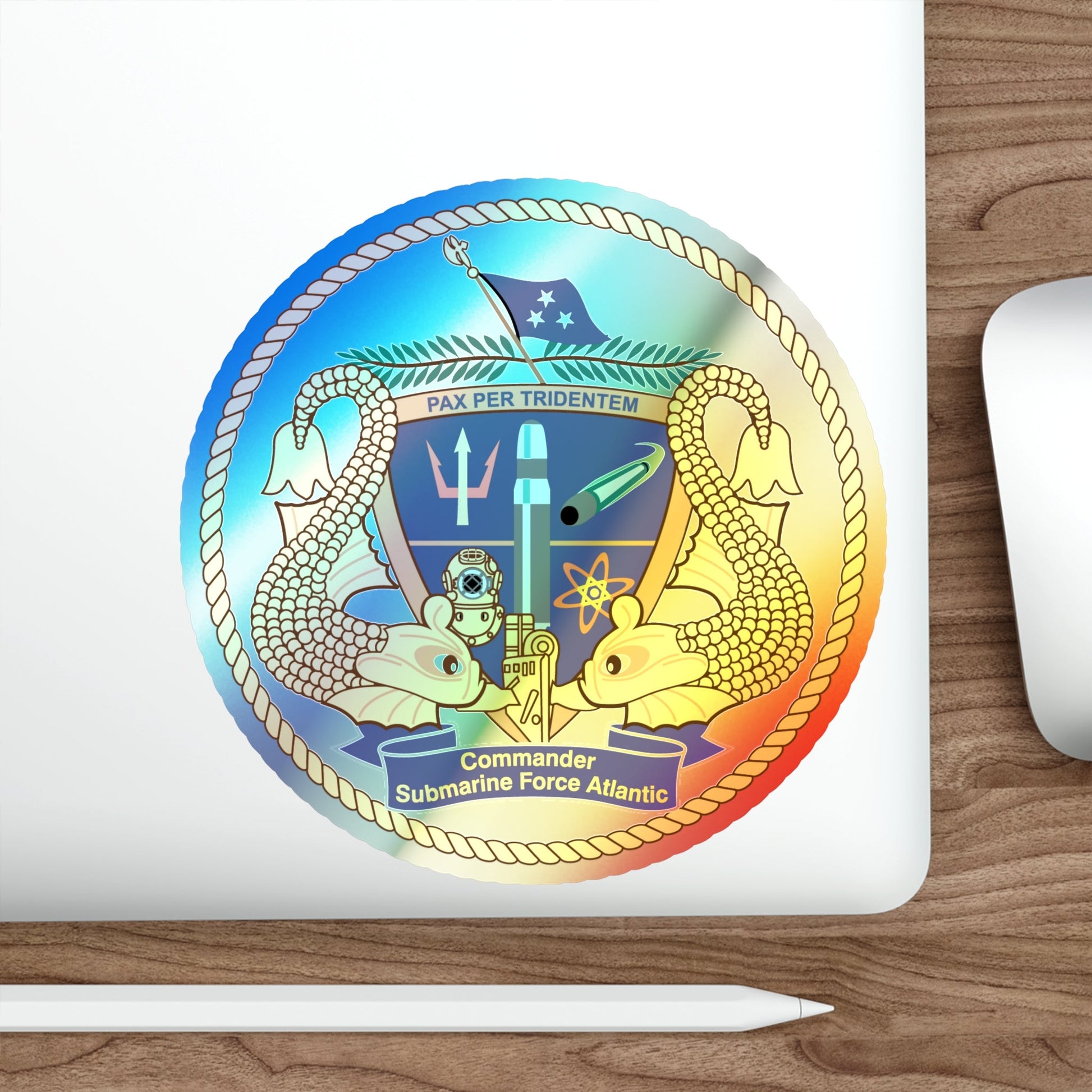 COMSUBLANT Atlantic Crest Commander Submarine Force Atlantic (U.S. Navy) Holographic STICKER Die-Cut Vinyl Decal-The Sticker Space