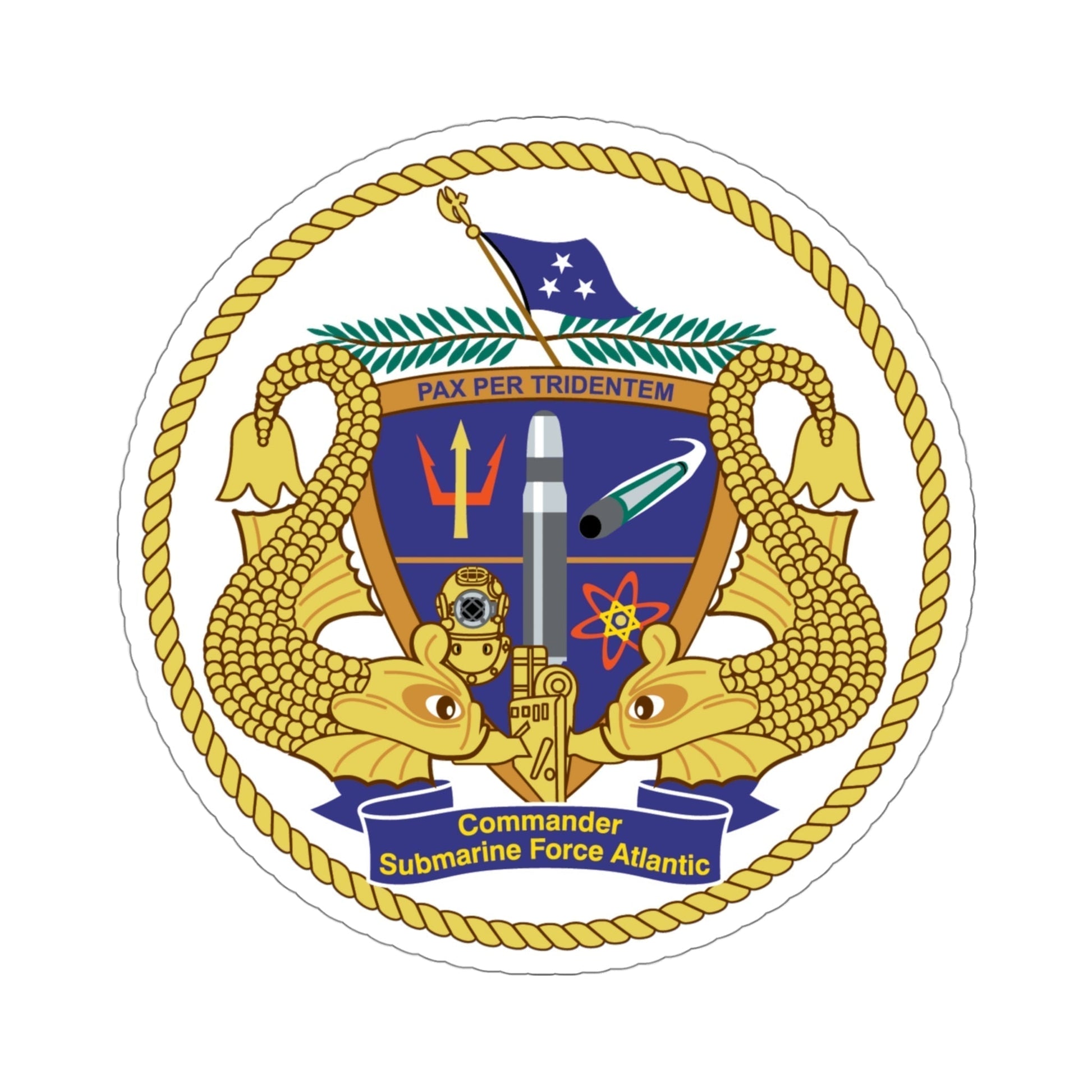 COMSUBLANT Atlantic Crest Commander Submarine Force Atlantic (U.S. Navy) STICKER Vinyl Die-Cut Decal-4 Inch-The Sticker Space