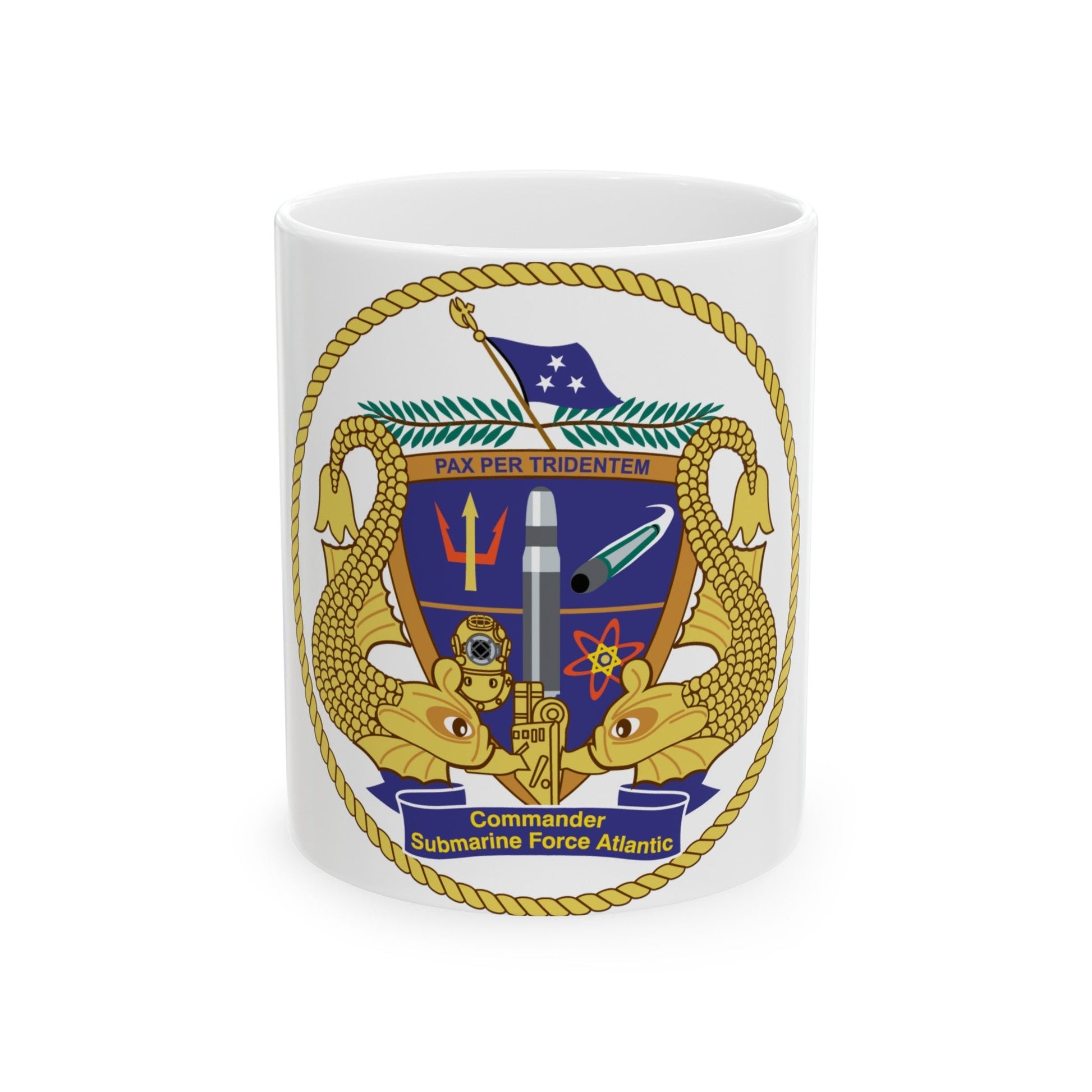 COMSUBLANT Atlantic Crest Commander Submarine Force Atlantic (U.S. Navy) White Coffee Mug-11oz-The Sticker Space