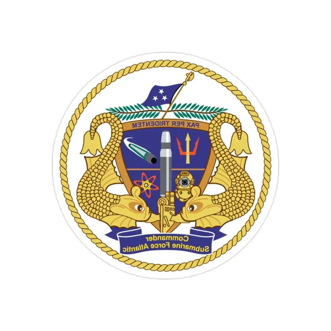 COMSUBLANT Atlantic Crest Commander Submarine Force Atlantic (U.S. Navy) REVERSE PRINT Transparent Die-Cut STICKER 2 Inch Die-Cut Transparent - The Sticker Space
