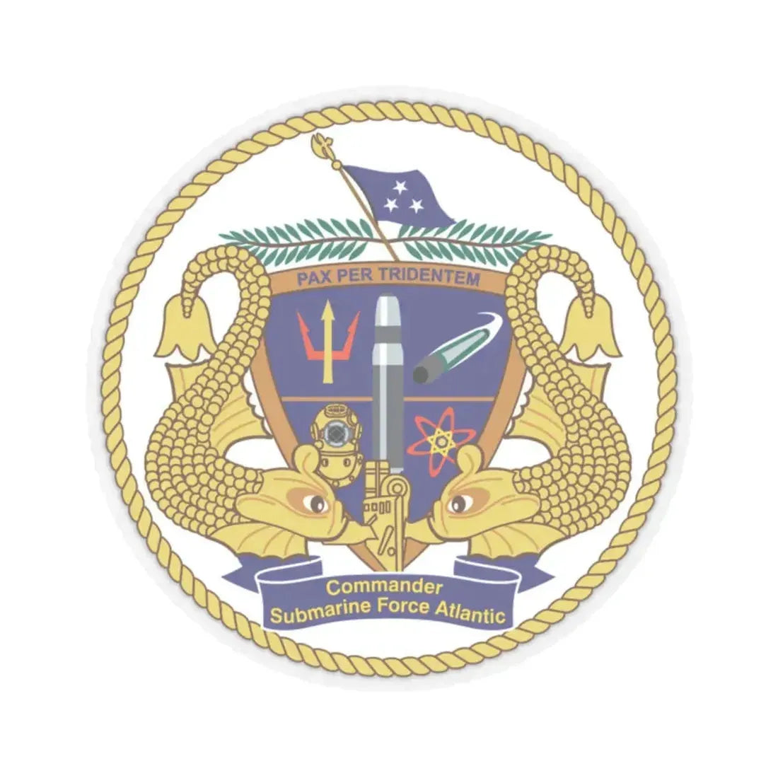 COMSUBLANT Atlantic Crest Commander Submarine Force Atlantic (U.S. Navy) STICKER Vinyl Kiss-Cut Decal 2 Inch Transparent - The Sticker Space