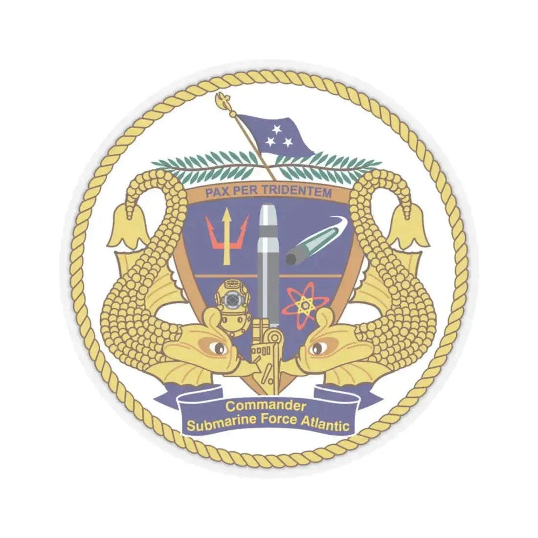 COMSUBLANT Atlantic Crest Commander Submarine Force Atlantic (U.S. Navy) STICKER Vinyl Kiss-Cut Decal 3 Inch Transparent - The Sticker Space