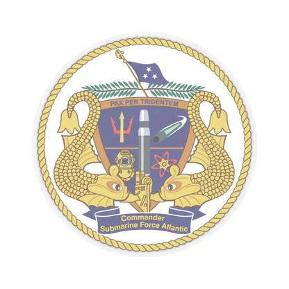 COMSUBLANT Atlantic Crest Commander Submarine Force Atlantic (U.S. Navy) STICKER Vinyl Kiss-Cut Decal 3 Inch Transparent - The Sticker Space