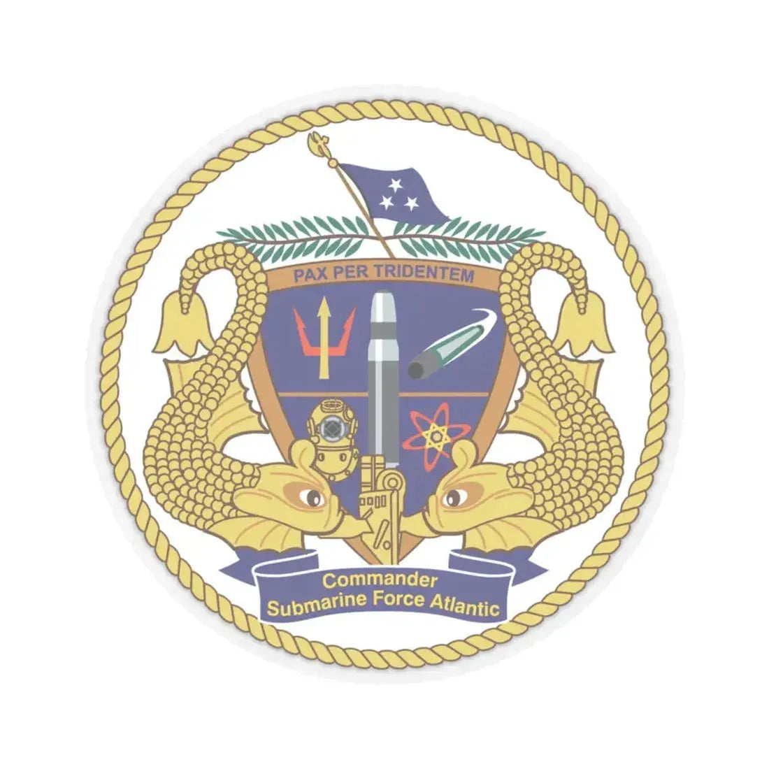 COMSUBLANT Atlantic Crest Commander Submarine Force Atlantic (U.S. Navy) STICKER Vinyl Kiss-Cut Decal 4 Inch Transparent - The Sticker Space