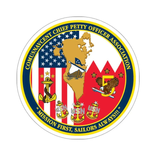 COMUSNAVCENT CPO Assoc COMUSNAVCENT CPO Assoc US Naval Forces Central Command Chief Petty Officer Association (U.S. Navy) STICKER Vinyl Kiss-Cut Decal 2 Inch White - The Sticker Space