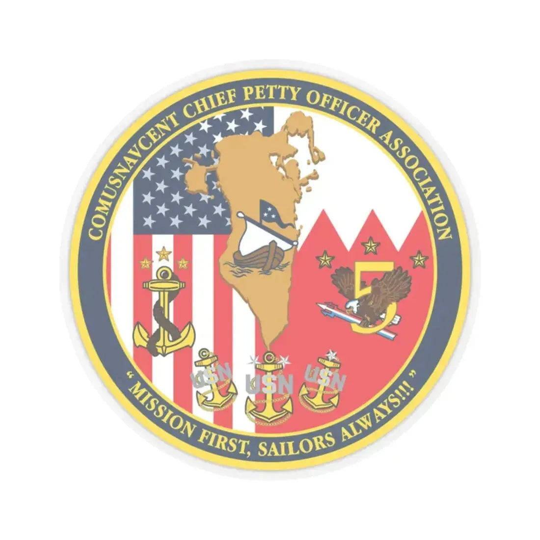 COMUSNAVCENT CPO Assoc COMUSNAVCENT CPO Assoc US Naval Forces Central Command Chief Petty Officer Association (U.S. Navy) STICKER Vinyl Kiss-Cut Decal 6 Inch Transparent - The Sticker Space