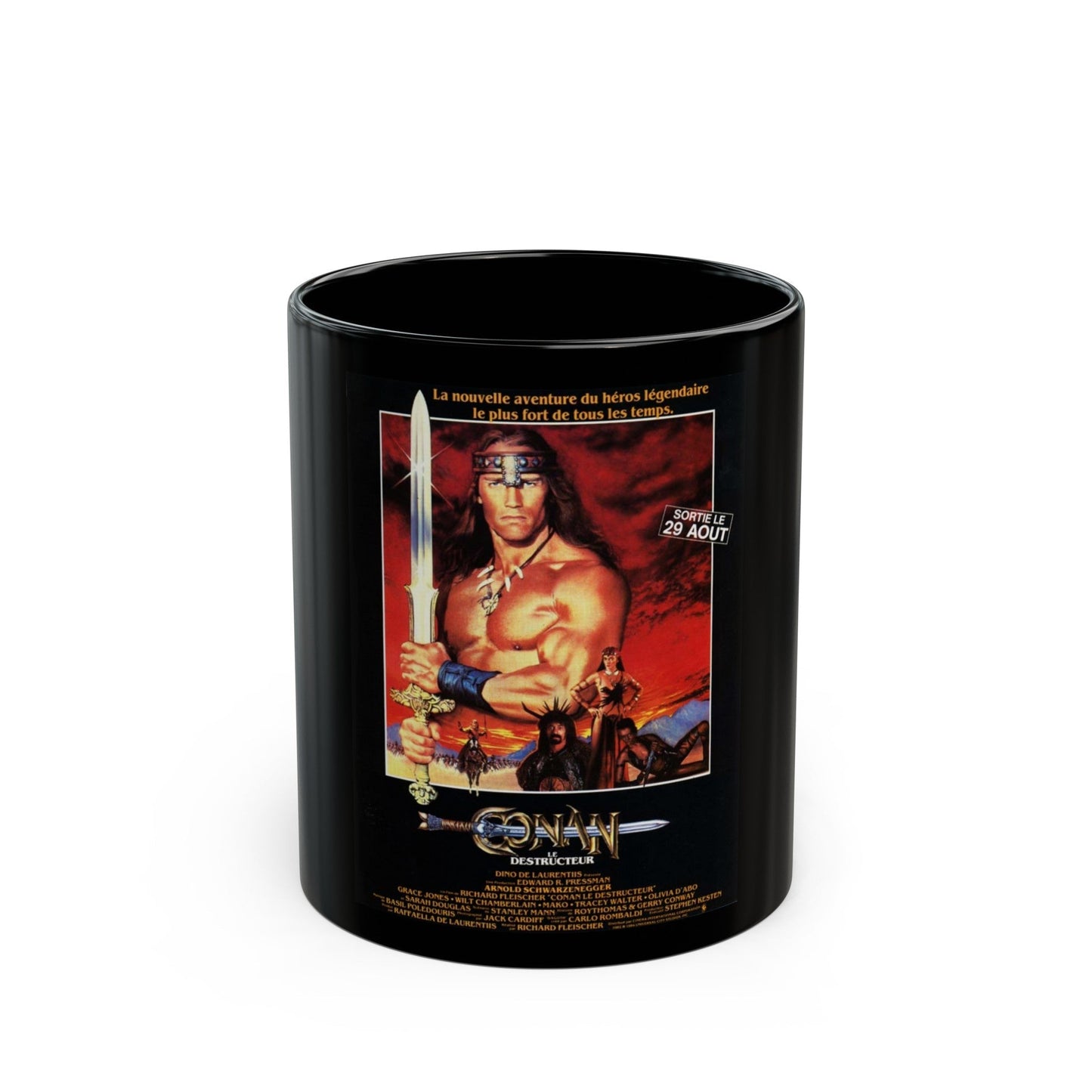 CONAN THE DESTROYER 1984 Movie Poster - Black Coffee Mug-11oz-The Sticker Space