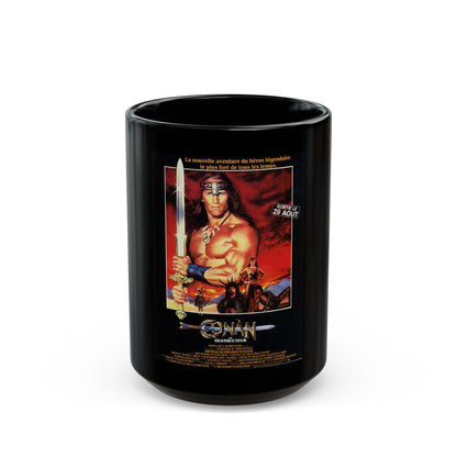 CONAN THE DESTROYER 1984 Movie Poster - Black Coffee Mug-15oz-The Sticker Space