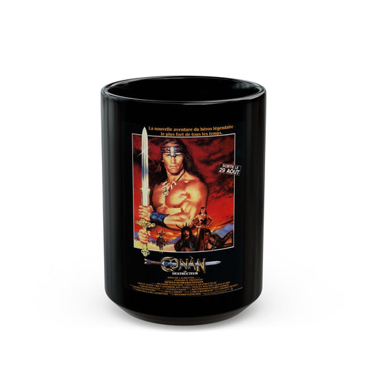 CONAN THE DESTROYER 1984 Movie Poster - Black Coffee Mug-15oz-The Sticker Space