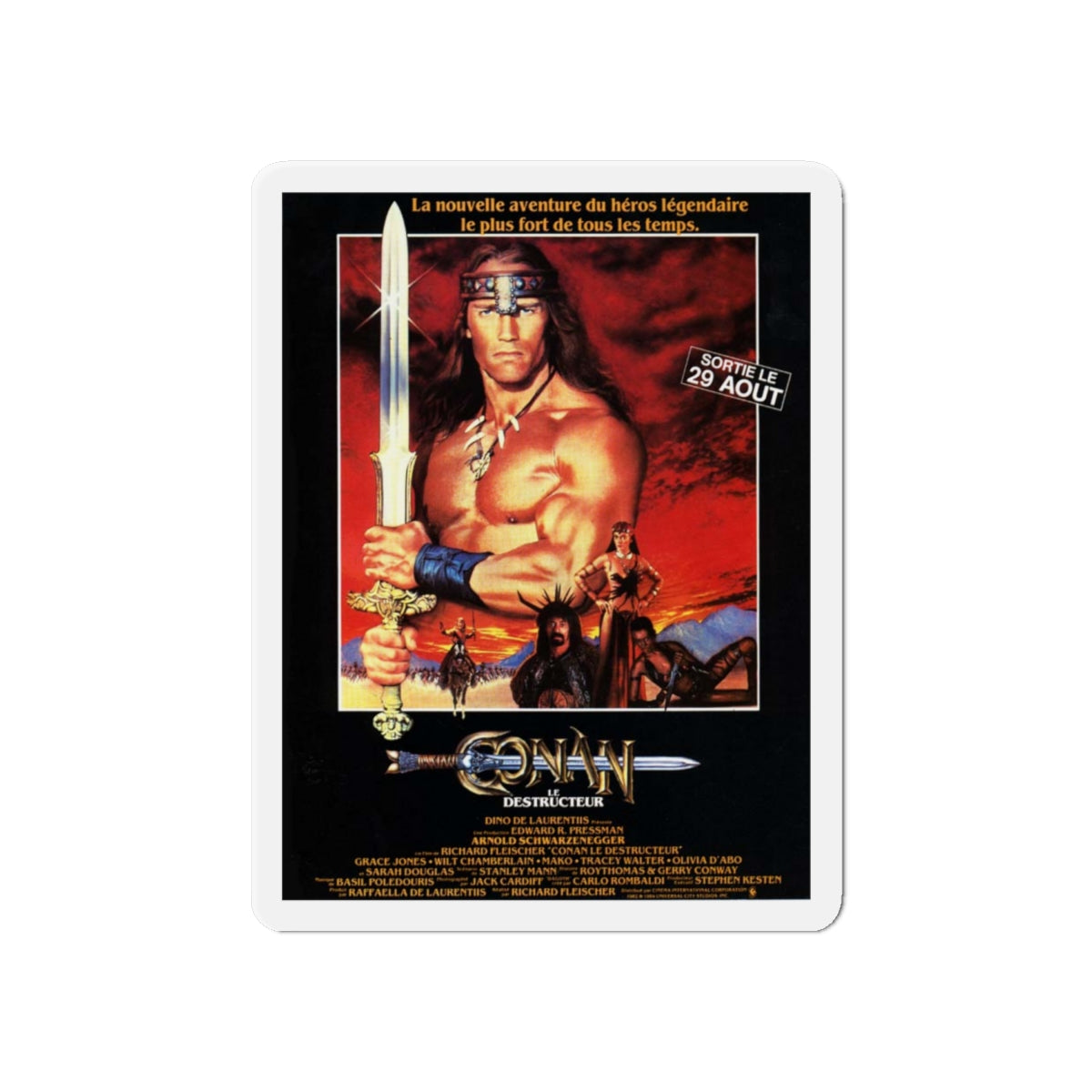 CONAN THE DESTROYER 1984 Movie Poster - Die-Cut Magnet-6 × 6"-The Sticker Space