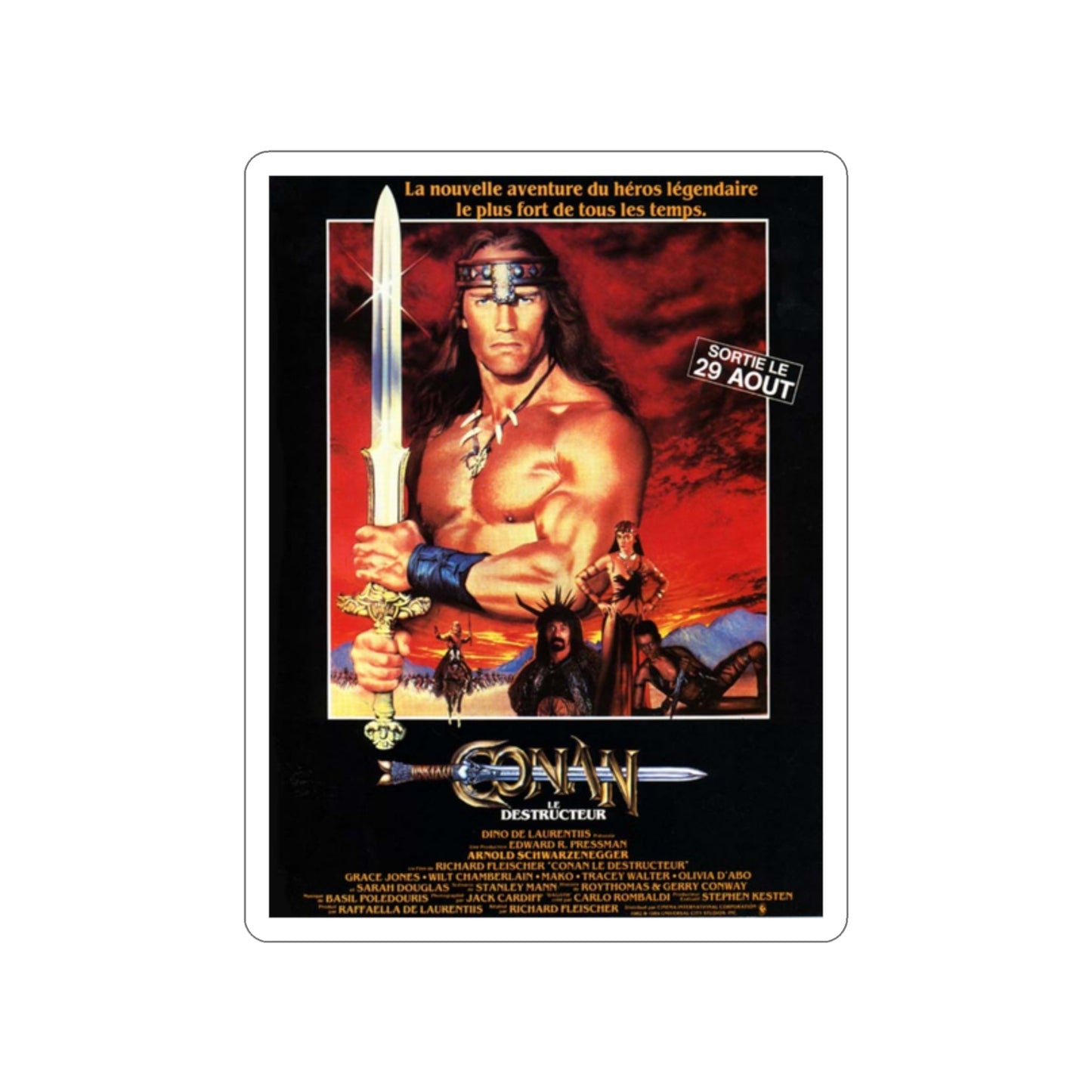 CONAN THE DESTROYER 1984 Movie Poster STICKER Vinyl Die-Cut Decal-2 Inch-The Sticker Space