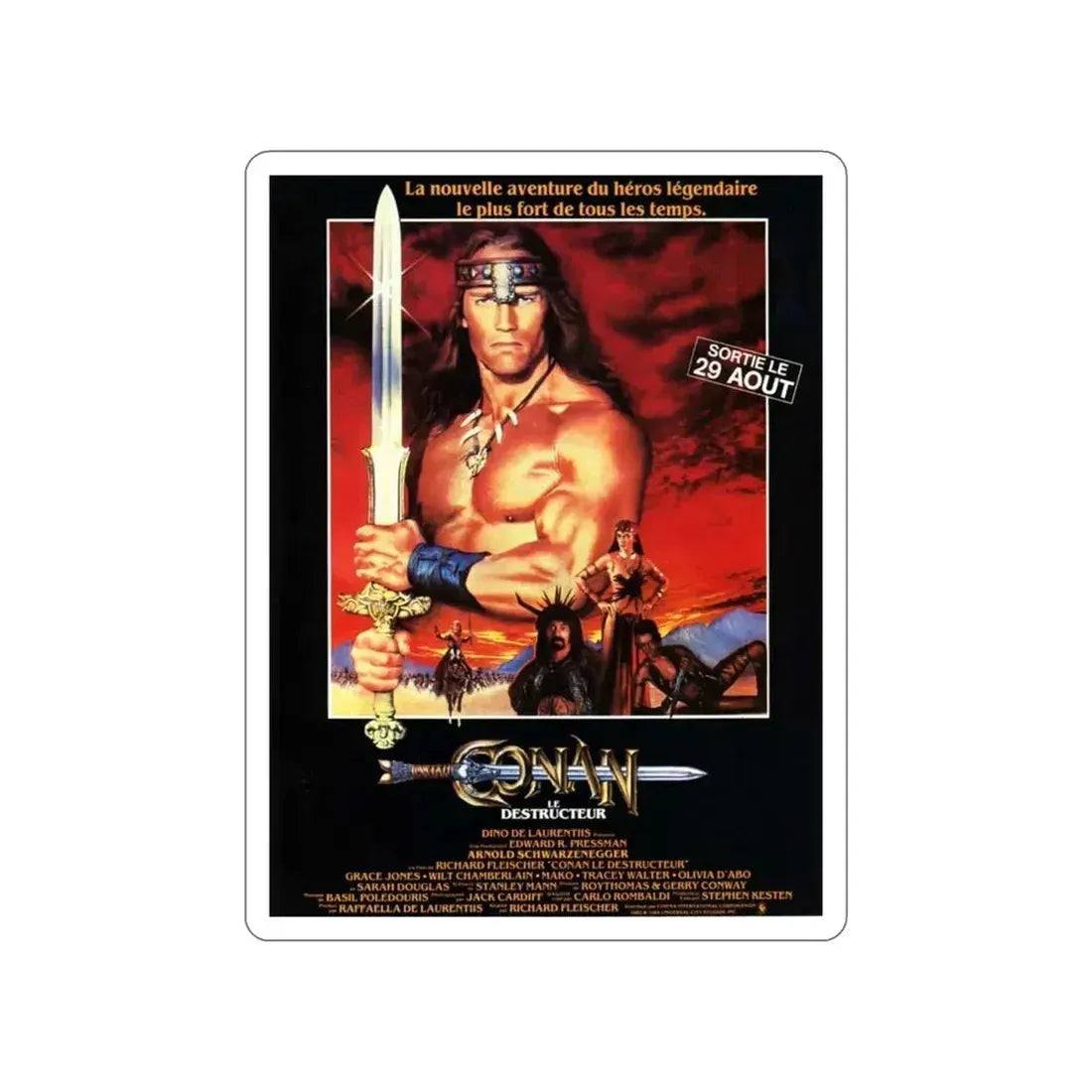 CONAN THE DESTROYER 1984 Movie Poster STICKER Vinyl Die-Cut Decal - The Sticker Space