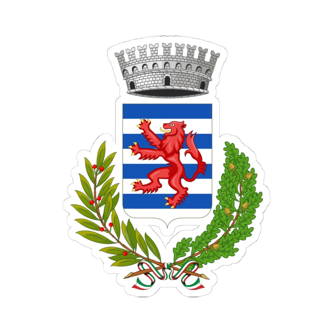 Concordia sulla Secchia-Stemma (Italy) (Coat of Arms) STICKER Vinyl Kiss-Cut Decal 4 Inch White - The Sticker Space