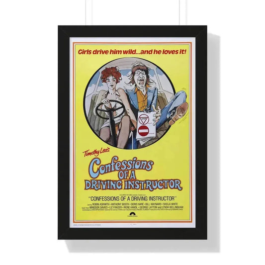 CONFESSIONS OF A DRIVING INSTRUCTOR 1976 - Framed Movie Poster 16″ x 24″ Black - The Sticker Space