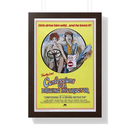 CONFESSIONS OF A DRIVING INSTRUCTOR 1976 - Framed Movie Poster 16″ x 24″ Walnut - The Sticker Space