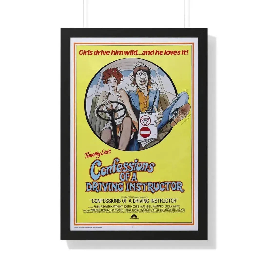 CONFESSIONS OF A DRIVING INSTRUCTOR 1976 - Framed Movie Poster 20" x 30" Black - The Sticker Space
