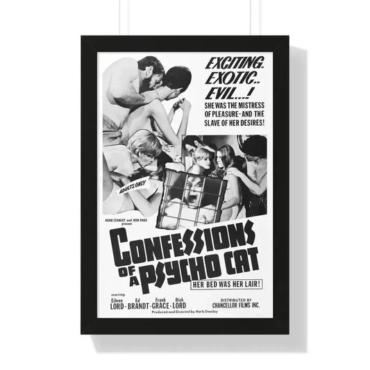 CONFESSIONS OF A PSYCHO CAT 1968 - Framed Movie Poster 16″ x 24″ Black - The Sticker Space