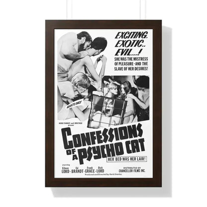CONFESSIONS OF A PSYCHO CAT 1968 - Framed Movie Poster 16″ x 24″ Walnut - The Sticker Space