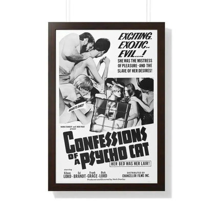 CONFESSIONS OF A PSYCHO CAT 1968 - Framed Movie Poster 20" x 30" Walnut - The Sticker Space