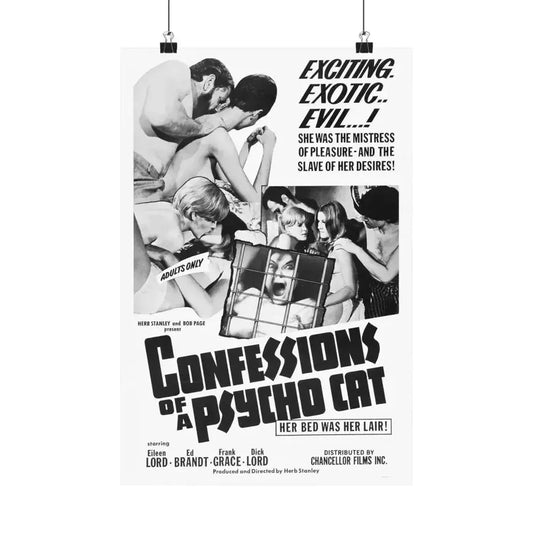 CONFESSIONS OF A PSYCHO CAT 1968 - Paper Movie Poster 12″ x 18″ Matte - The Sticker Space