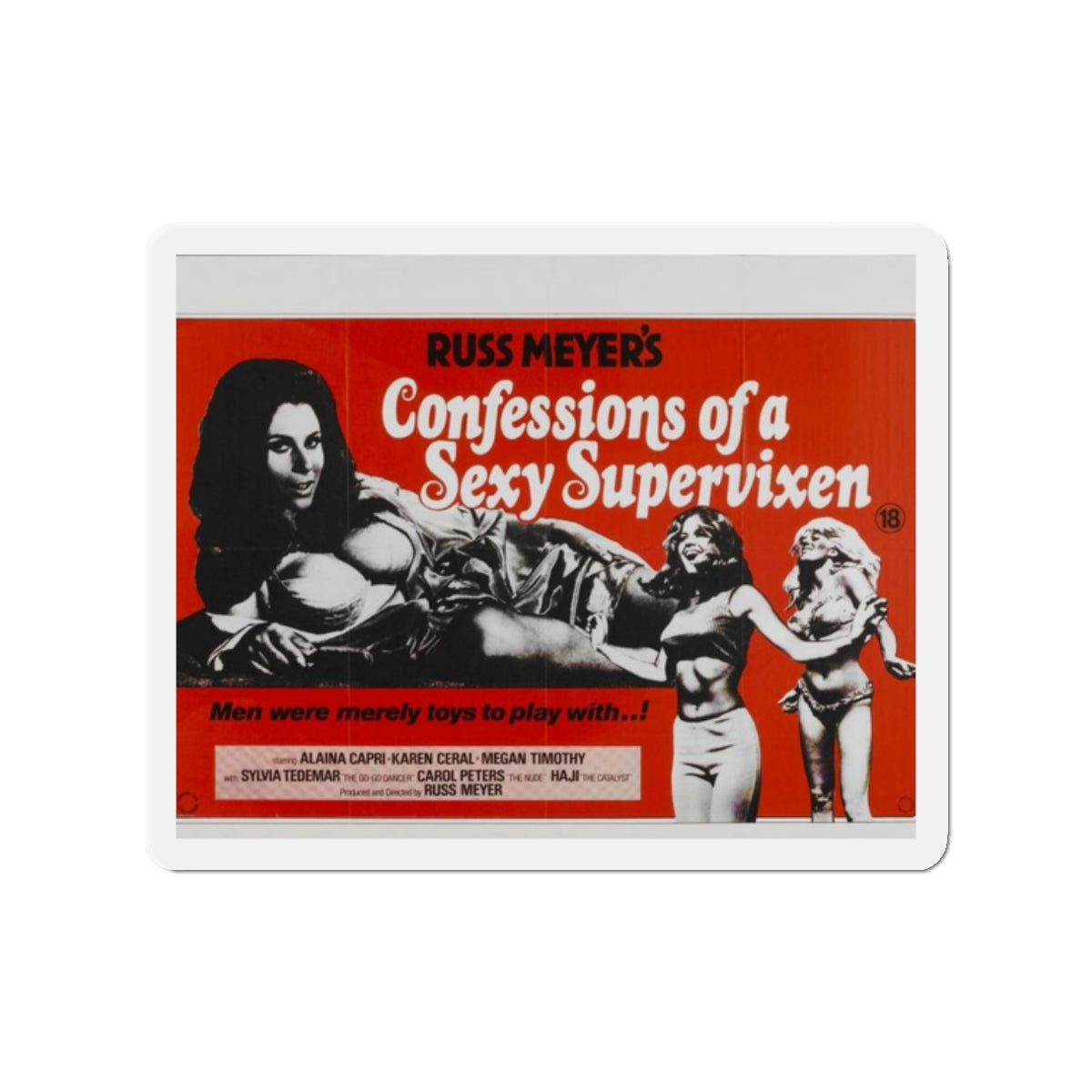 CONFESSIONS OF A SEXY SUPERVIXEN 1967 Movie Poster - Die-Cut Magnet-2" x 2"-The Sticker Space