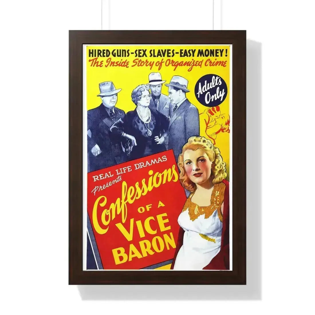 CONFESSIONS OF A VICE BARON 1943 - Framed Movie Poster 16″ x 24″ Walnut - The Sticker Space