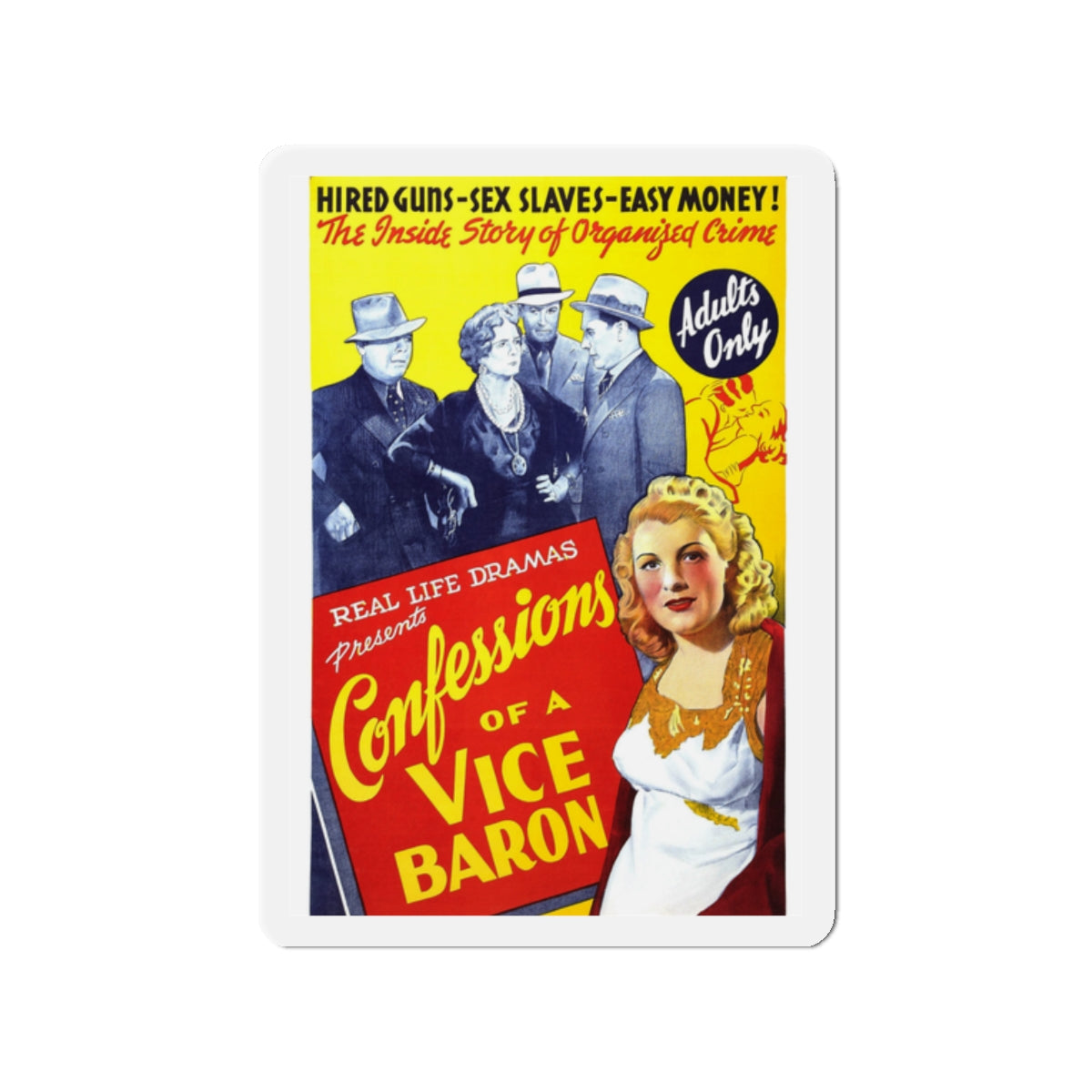 CONFESSIONS OF A VICE BARON 1943 Movie Poster - Die-Cut Magnet-2" x 2"-The Sticker Space