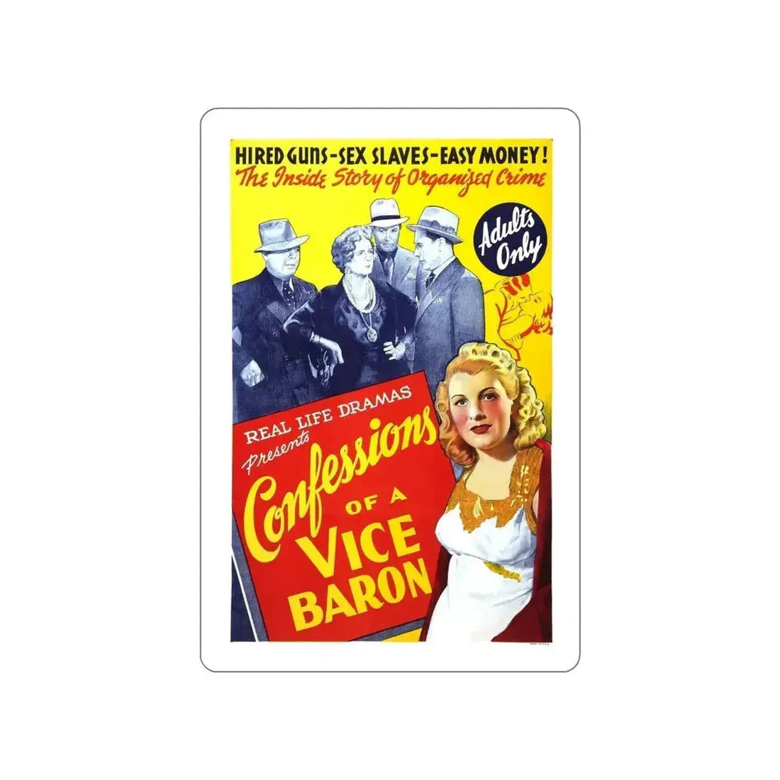 CONFESSIONS OF A VICE BARON 1943 Movie Poster STICKER Vinyl Die-Cut Decal 6 Inch - The Sticker Space