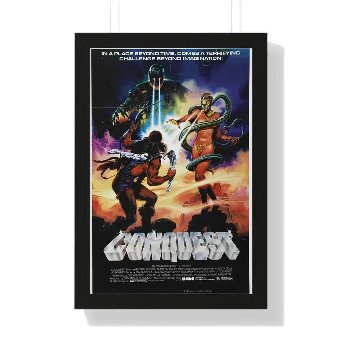 CONQUEST 1983 - Framed Movie Poster 16″ x 24″ Black - The Sticker Space