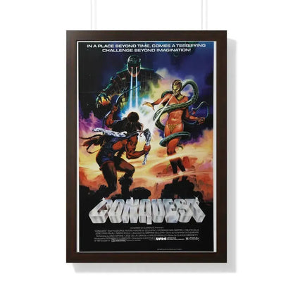 CONQUEST 1983 - Framed Movie Poster 20" x 30" Walnut - The Sticker Space