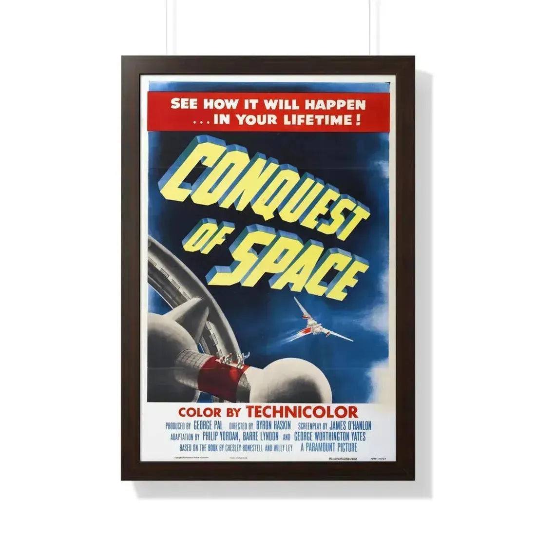 CONQUEST OF SPACE 1955 - Framed Movie Poster 20" x 30" Walnut - The Sticker Space