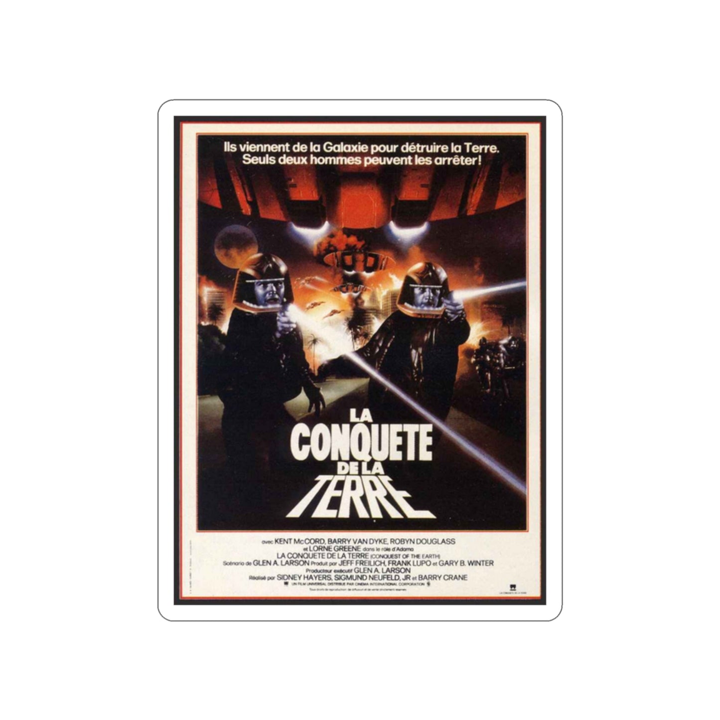 CONQUEST OF THE EARTH 1980 Movie Poster STICKER Vinyl Die-Cut Decal-2 Inch-The Sticker Space