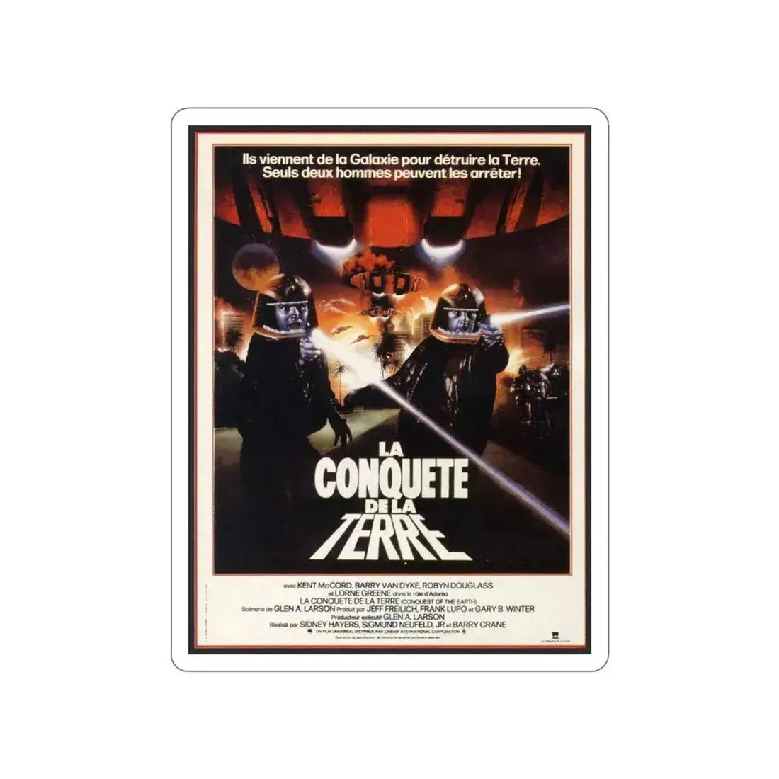 CONQUEST OF THE EARTH 1980 Movie Poster STICKER Vinyl Die-Cut Decal 3 Inch - The Sticker Space