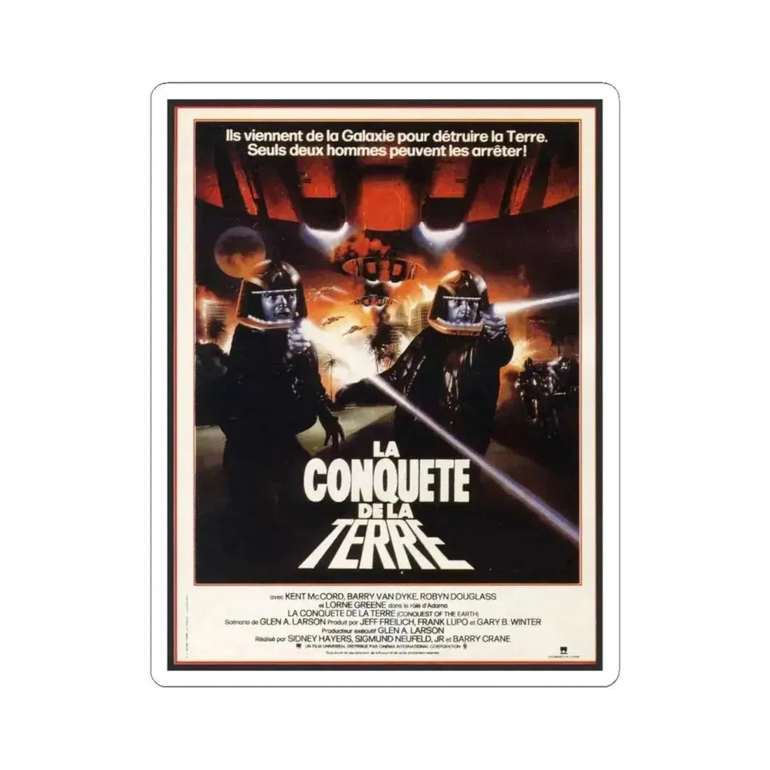 CONQUEST OF THE EARTH 1980 Movie Poster - STICKER Vinyl Kiss-Cut Decal 6 Inch White - The Sticker Space