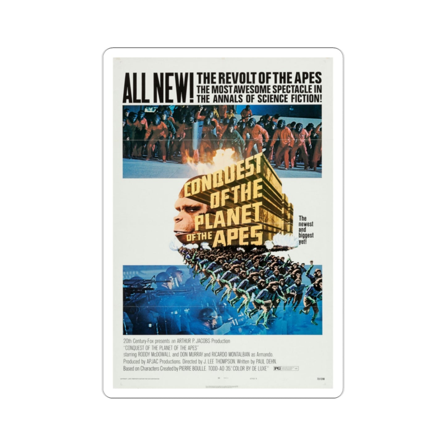 Conquest of the Planet of the Apes 1972 Movie Poster STICKER Vinyl Die-Cut Decal-2 Inch-The Sticker Space