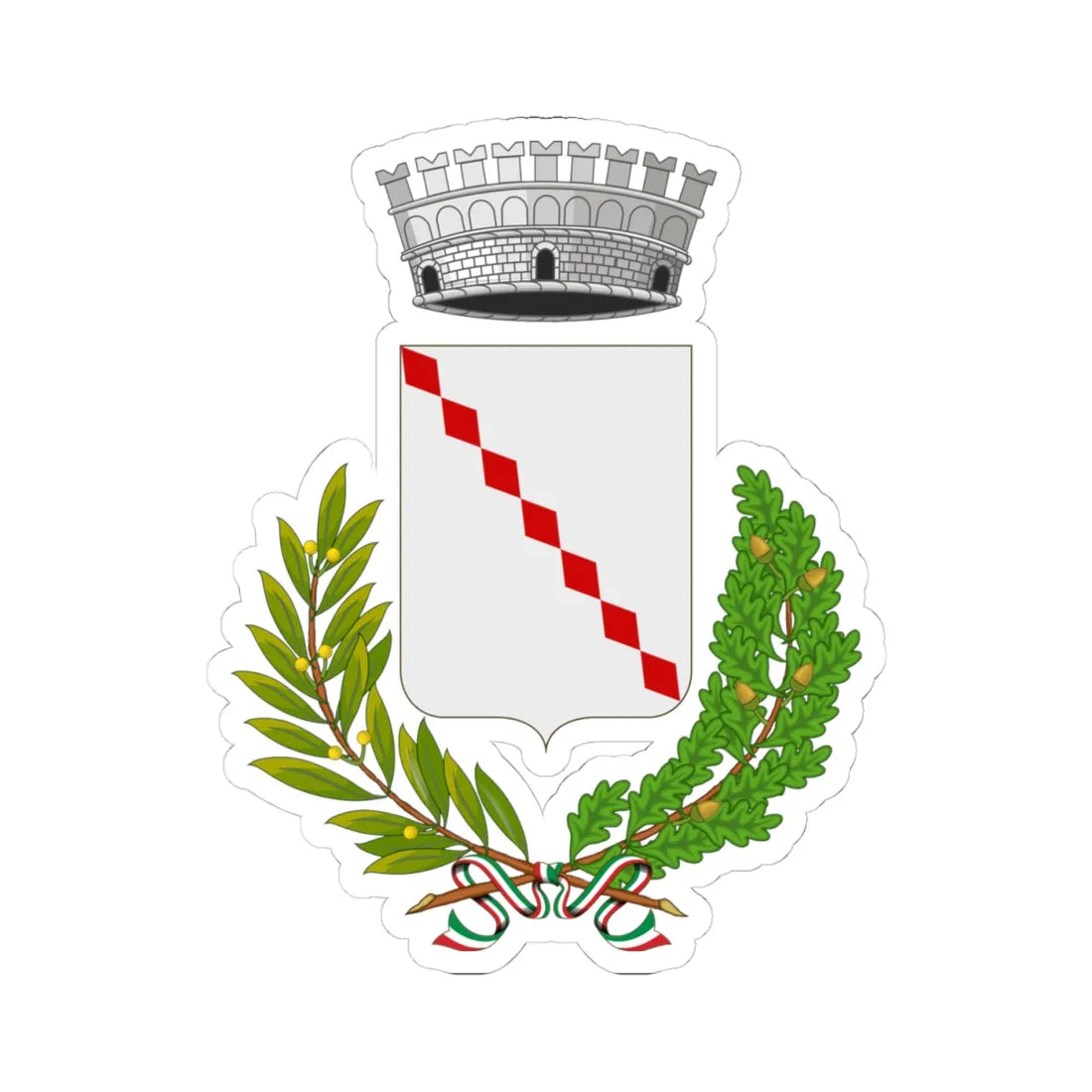 Conselve-Stemma (Italy) (Coat of Arms) STICKER Vinyl Kiss-Cut Decal 4 Inch White - The Sticker Space