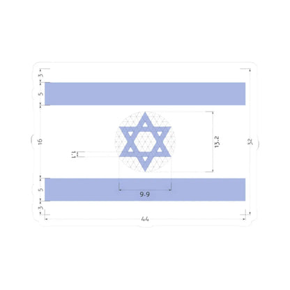 Construction sheet of Flag of Israel Equilateral Magen David (Israel) STICKER Vinyl Kiss-Cut Decal 2 Inch White - The Sticker Space