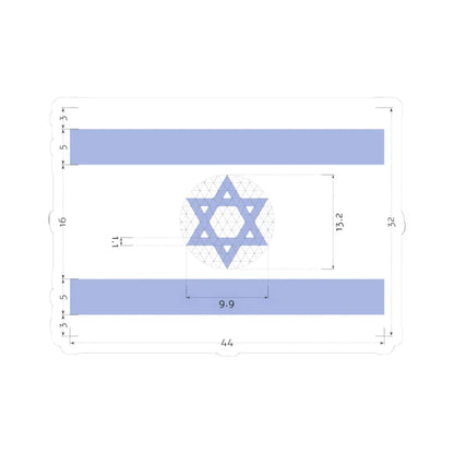Construction sheet of Flag of Israel Equilateral Magen David (Israel) STICKER Vinyl Kiss-Cut Decal 3 Inch White - The Sticker Space