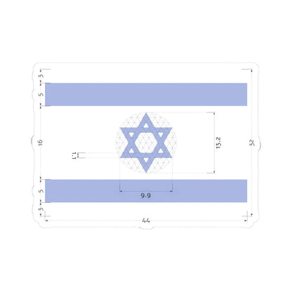 Construction sheet of Flag of Israel Equilateral Magen David (Israel) STICKER Vinyl Kiss-Cut Decal 4 Inch White - The Sticker Space