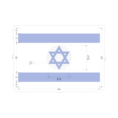 Construction sheet of Flag of Israel Equilateral Magen David (Israel) STICKER Vinyl Kiss-Cut Decal 6 Inch White - The Sticker Space